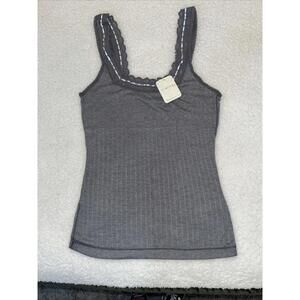 NWT, Free People Only You Tank - Heather Grey Crochet Detail, Sz XS